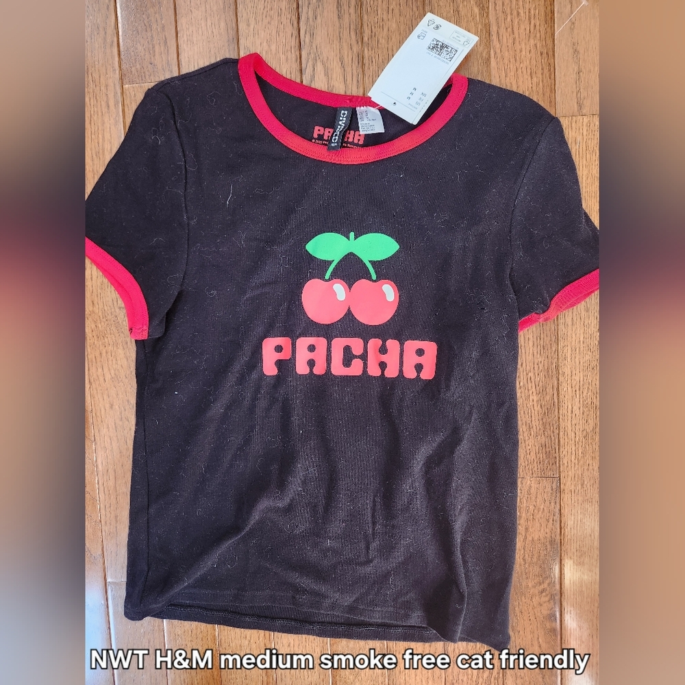 H&M Black Tee with Cherry Design